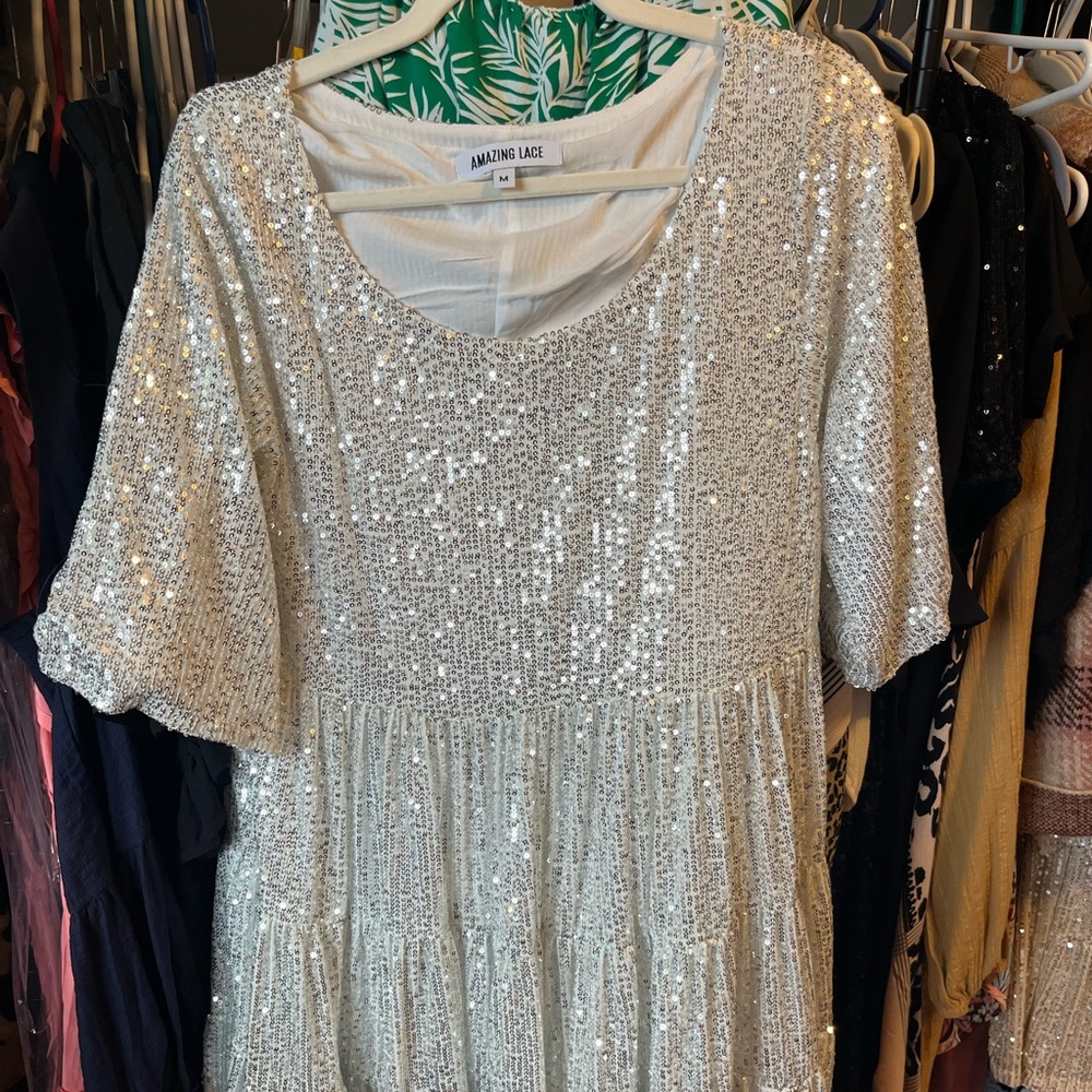 Perfect for New Years!!!
NWOT Amazing Lace My Queen Sequin Babydoll dress-Size L - Picture 2 of 5